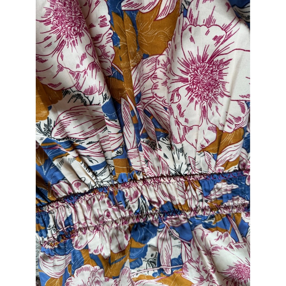 Band of the Free Floral Smocked Mini Dress Pink Blue Ochre Small NWT - Picture 9 of 9
